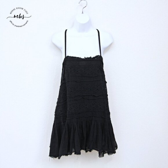 Free People Shailee Lace Slip‎ Mini Dress Black Women M - Picture 2 of 12